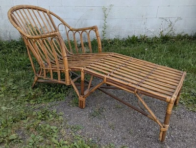 古董老式 MCM Barrel Back 😍 竹躺椅 😎  — 第 1/4 张图片