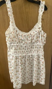 For The Love Of Lemons Cream Floral Empirewaist Minidress XL 12 14 - Picture 1 of 7