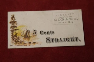 Tarjeta comercial J. Kelsey Cigars, Olean New York - Imagen 1 de 2
