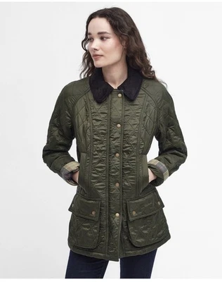 Barbour Size 4 Beadnell Polarquilt Jacket In Olive Green Excellent Condition - Image 1 of 4