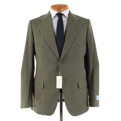 Abrigo deportivo Belvest nuevo con etiquetas mezcla de algodón talla 50R (40R EE. UU.) en verde Seersucker Foto 1 de 4