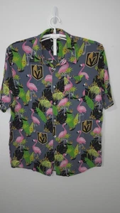 NHL Las Vegas Golden Knights Flamingo Mens Button Up Hawaiian Shirt - Picture 1 of 8