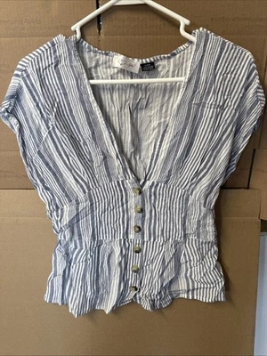 Blusa pulóver estilo RD para mujer azul y blanca talla S Foto 1 de 3