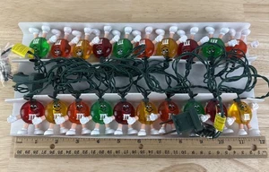 Vintage M&M MM Christmas Happy Lights String Light w Covers 1990s 20 String Set - Picture 1 of 7