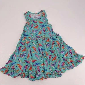 Posh Peanut X Lisa Frank Dancing Dolphins Twirl Tank Dress Size 5T 6T 5 6 - Picture 1 of 4