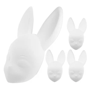 4 Pcs Kaninchengesichtsmaske Weiße Maskerademaske Leere Kostümmasken - Afbeelding 1 van 12