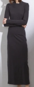 Raey - Long Dress Long Sleeves Strechy Cotton Black Size 8 UK 36 Eu New - Picture 1 of 10