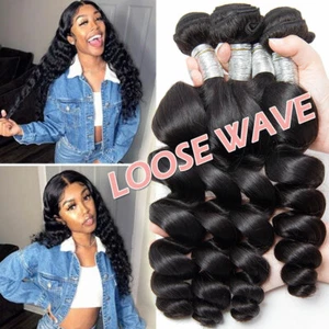 100% Unprocessed Virgin Malaysian Virgin Human Hair Weave Loose Wave 1-4Bundles - Picture 1 of 12