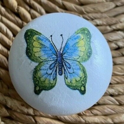 Butterfly Drawer Knob- Hand Decoupaged - Choose colour from list- Wooden Handles - Image 1 of 2