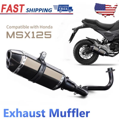Low Mount Exhaust System Muffler Pipe Slip On For Honda Grom MSX 125 2013-2026 Foto 1 de 4