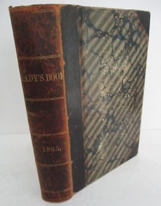 Bound GODEYS LADY'S BOOK, 8 Issues 1865 &1868, Illustrated w/ 5 Color Plates  - Picture 1 of 13