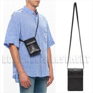 GUCCI Negro GG TENNIS Perforado GUCCISSIMA Cuero Bandolera TELÉFONO Bolso Nuevo en Caja Auténtico - Imagen 1 de 11
