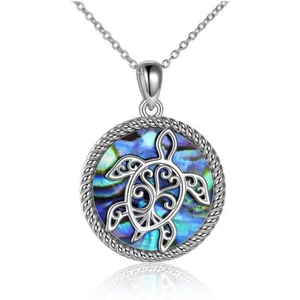 Fashion Ladies Silver Disc Silver Tortoise Pendant Necklace Jewelry Gift - Bild 1 von 4