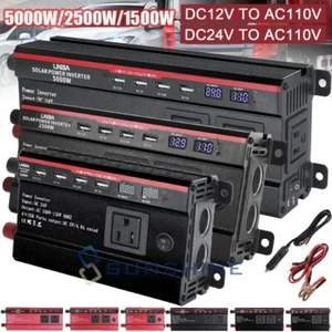 5000W LCD Car Power Inverter DC 12V/24V To AC 110V Panel RV Solar Converter 4USB - Picture 1 of 167