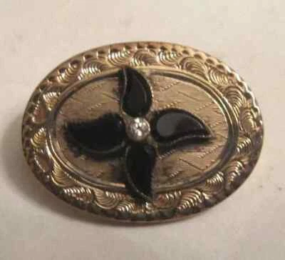 Винтажный 14K золото бриллиант и оникс подвеска / брошь бриллиант =.07 F-VS2 3,10 грамма - Изображение 1 из 4