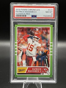 2019 Panini Chronicles Patrick Mahomes Classics Red #C21 /199 PSA 8