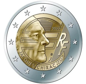 2022 France € 2 Euro Uncirculated UNC Coin - President Jaques Chirac 90 Years - Picture 1 of 2