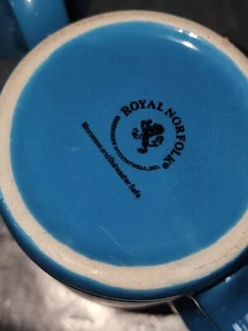 6 Vintage Royal Norfolk blaue Becher mit Rippen Bauernhaus blau wunderschön! Dick/Schwer - Bild 1 von 4