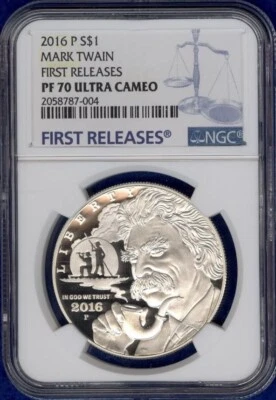 2016 MARK TWAIN Silver Dollar NGC PF70💥FLAWLESS QUALITY💥FIRST RELEASE! - Image 1 of 4