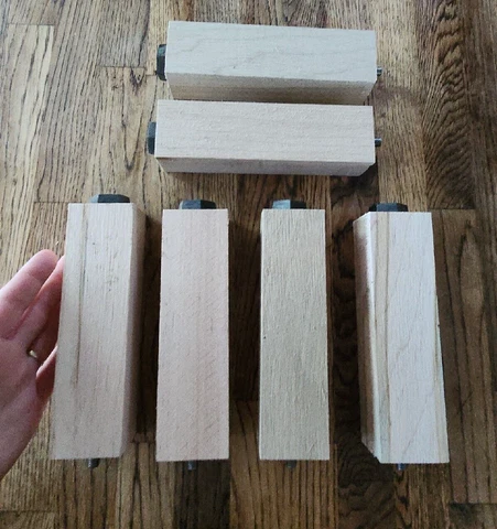 NEW Set of 6 Wood Furniture Legs Bed Feet 6.25" x 1.75" square - Unfinished Cover