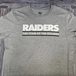 '47 Women's Las Vegas Raiders Tshirt Grey Graphic Print Logo Shirt Sleeve... - Picture 1 of 5