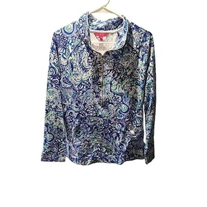 Lilly Pulitzer Paisley 1/4 Zip Damen Sweatshirt L blau - Bild 1 von 2