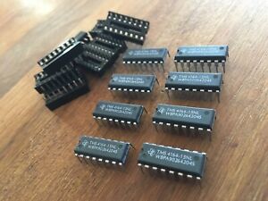 8x DRAM 4164-15 64Kb 16 pin 150ns + 8x Socket  per Commodoe TESTED WORKING