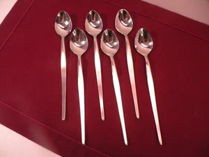 Set Of 6 MCM Noritake LINDEN Satin Stainless 18-8 Japan Iced Tea Spoons 7-1/8" - Picture 1 of 5
