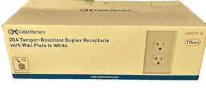 Cable Matters 20A Tamper-Resistant Duplex Receptacle, White, 10 Pack - Picture 1 of 4