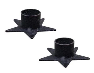 2er Set - Primitive KLEINE schwarze Stern Kegel Kerzenhalter 2,5" breit ** - Bild 1 von 2