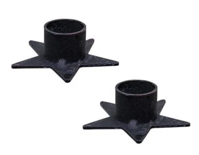 Juego de 2 - Candelabros Cónicos Primitivos PEQUEÑOS Estrella Negra 2.5" de ancho ** Foto 1 de 2