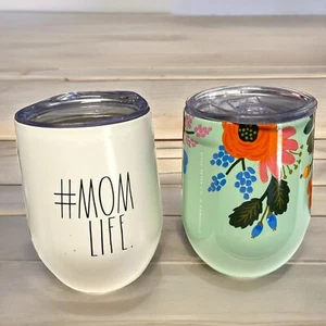 2 New Stainless Steel Stemless Wine Glass Tumbler Mugs Rae Dunn & Corkcicle - Picture 1 of 11