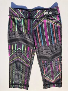 FILA Sport Girls Leggings Size S (8) Printed Cropped Stretch Athletic Workout - Picture 1 of 5