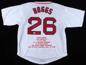 Wade Boggs Signed Boston Red Sox Career Stat Jersey (JSA COA) 12x All Star 3 B - Picture 1 of 6