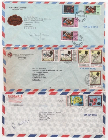 1971 - 1980 TRINIDAD & TOBAGO - 3 x Air Mail Covers JOB LOT Cover