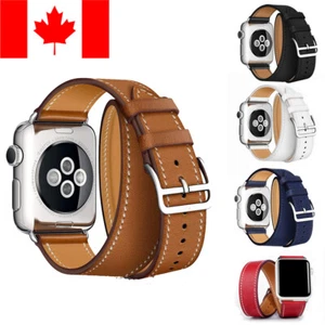 LEATHER DOUBLE TOUR REPLACEMENT BAND FOR FOR APPLE WATCH 1 2 3 4 5 6 7 SE - Bild 1 von 7