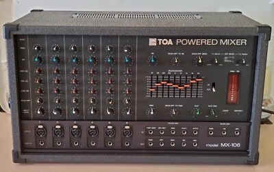 TOA Powered Mixer MX-106. Six input channels 120 Watts into 8 ohms. Tested works - Image 1 of 4
