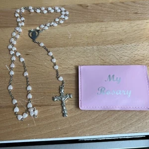 Vintage Rosary Pink Heart Beads - Picture 1 of 6