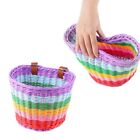 Kid Bicycles Wicker Basket with Belt Rainbow Color Wovens Bikes Basket