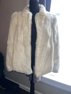 Vintage 80s Jindo NY Cream Rabbit Fur Coat Size M - Image 1 of 4