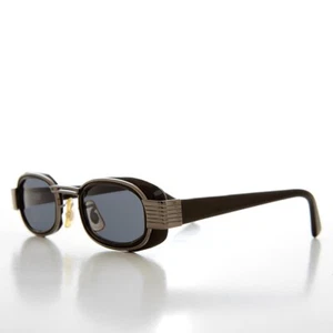 Black Rectangular Sunglass with Goggle Rim and Gunmetal Accent - Paymer - Picture 1 of 3