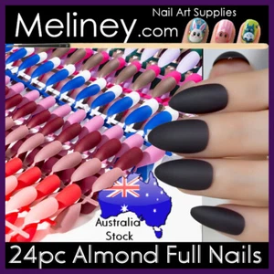 24pc Matte Almond Full Cover Nail Stiletto Manicure False Fake Nails pointy oval - Bild 1 von 27