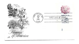 1878 Flowers of Americas, Dahlia, ArtCraft, zip tab single FDC - Picture 1 of 1