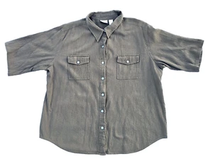 CHICO'S Women's Brown Crepe SS Button-Up Shirt With Front Pockets Size 3 (Large) - Picture 1 of 7