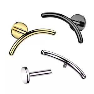 IMPLANT GRADE TITANIUM Curved Bar Cartilage Upper Ear Earring Crescent Helix 16g - Picture 1 of 8