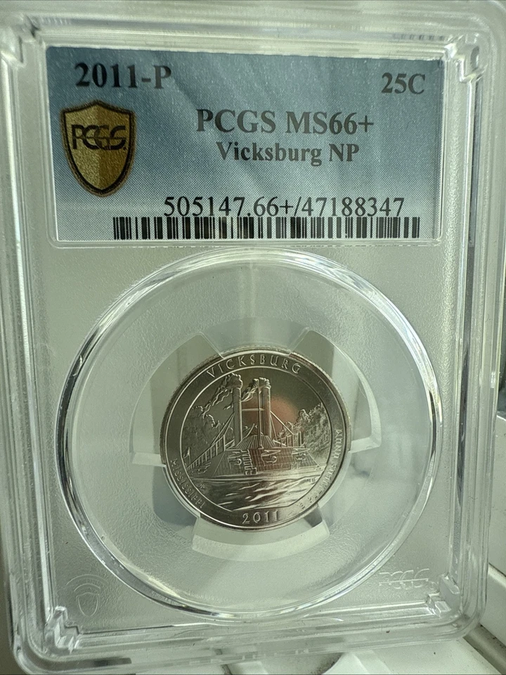 2011 P  PCGS MS66+ Vicksburg Quarter Coin Gold Shield - Image 1 of 4