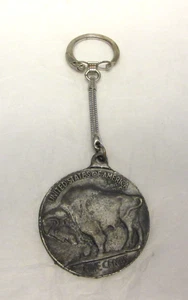 LLAVERO DE COLECCIÓN Estados Unidos de América CINCO CENTAVOS 1877 MONEDA Forma Búfalo Indio - Imagen 1 de 4