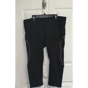 Gap Women's GFast Capri Leggings in Black Contrast Purple Piping XL MSRP $45 - Picture 1 of 3