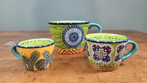 Anthropologie Set Of 3 Austin Flora Boho Measuring Cups w/Handles Ceramic - Picture 1 of 9