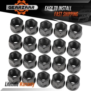 20pcs OPEN END LUG NUTS BULGE ACORN 1/2"X20 WHEEL NUT BLACK FINISH For FORD - Picture 1 of 17